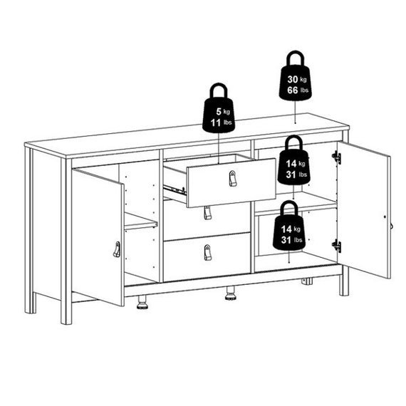 Komoda z szufladami i drzwiami czarna mat 151 cm Madrid