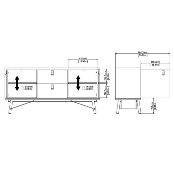 Komoda z szufladami i drzwiami czarna / orzech mat 150 cm Ryan