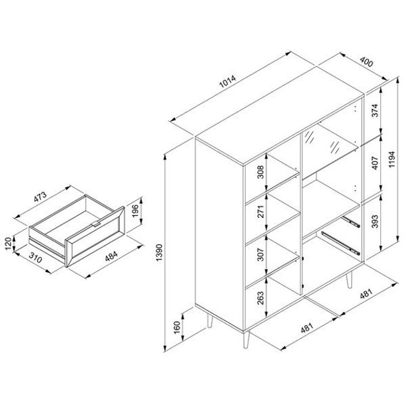 Komoda z szufladami i drzwiami dąb sonoma mat 101 cm Bali