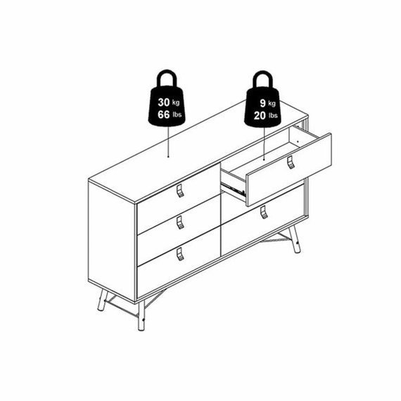 Komoda z szufladami orzech / czarna mat 150 cm Ryan