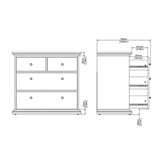 Komoda z szufladami szara mat 96 cm Paris