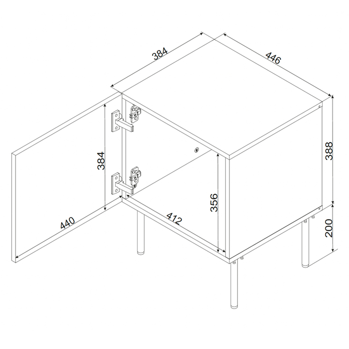 Komplet szafek nocnych czarny mat 45 cm Linea