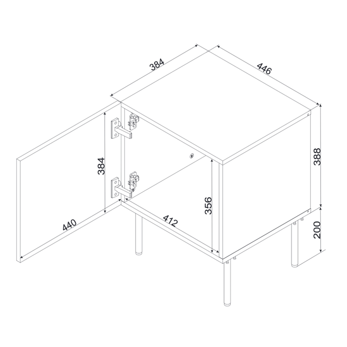 Komplet szafek nocnych czarny mat 45 cm Milo