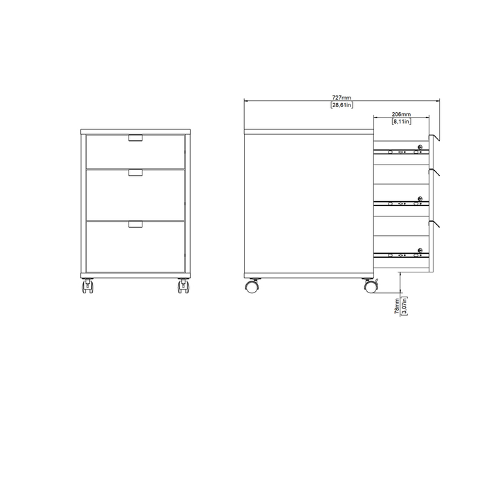 Kontenerek pod biurko jackson hickory / biały mat 41 x 48 x 61 cm Sign