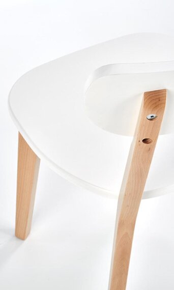 Krzesło Buggi drewno lite bukowe, płyta MDF lakierowana biała