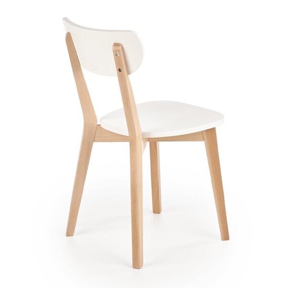 Krzesło Buggi drewno lite bukowe, płyta MDF lakierowana biała