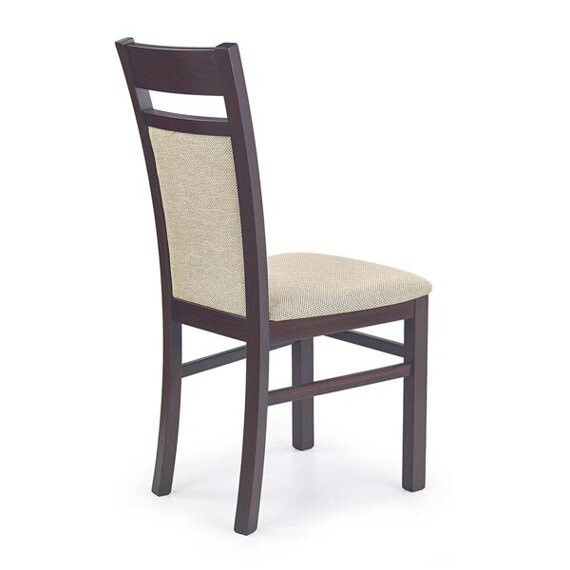 Krzesło tapicerowane Gerard 2 tkanina Torent Beige, drewno lite bukowe ciemny orzech 