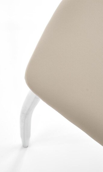 Krzesło tapicerowane K187 ekoskóra beżowa, stal chromowana