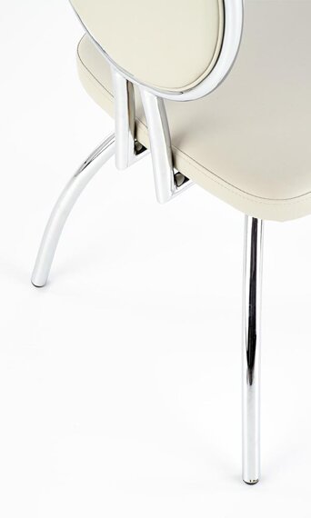 Krzesło tapicerowane K297 ekoskóra jasny popiel, stal chromowana