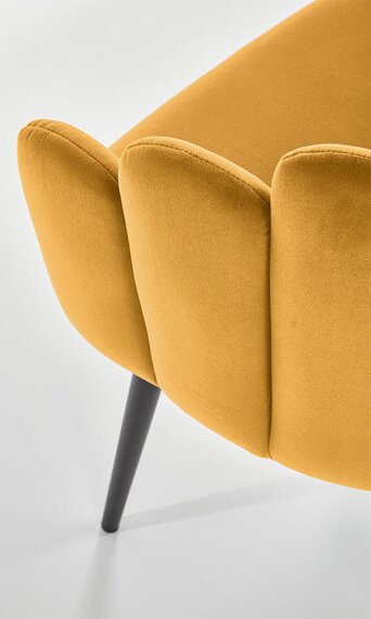 Krzesło tapicerowane K410 tkanina velvet musztardowa, nóżki czarne