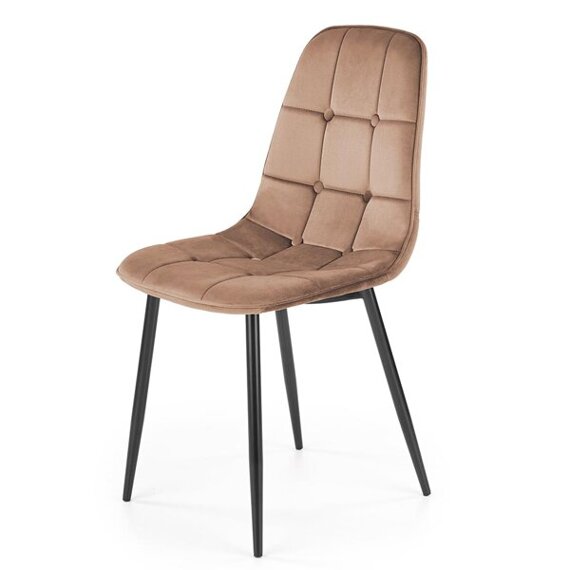 Krzesło tapicerowane K417 tkanina velvet beżowa, nóżki czarne