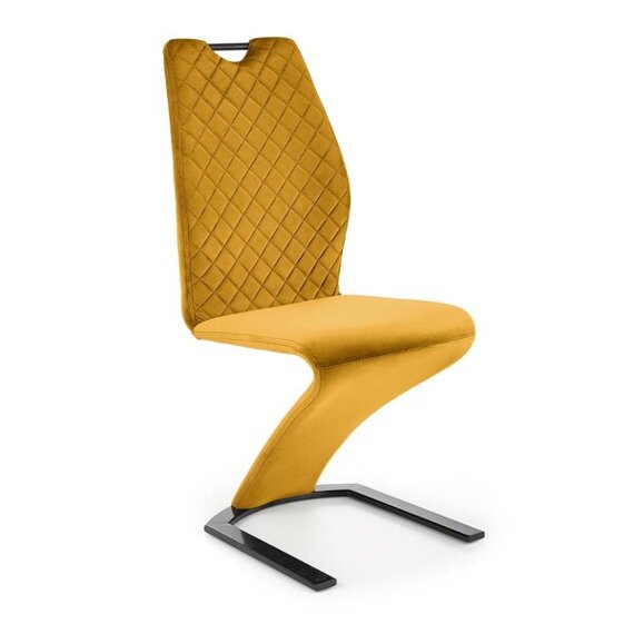 Krzesło tapicerowane K442 tkanina velvet musztardowa, płoza czarna