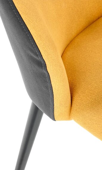 Krzesło tapicerowane K470 musztardowe, ciemny popiel, nóżki czarne