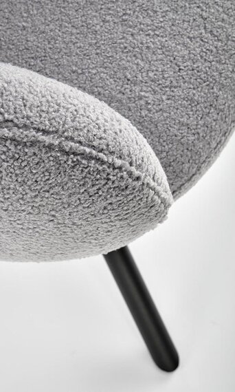 Krzesło tapicerowane K498 tkanina boucle popielata, nóżki czarne
