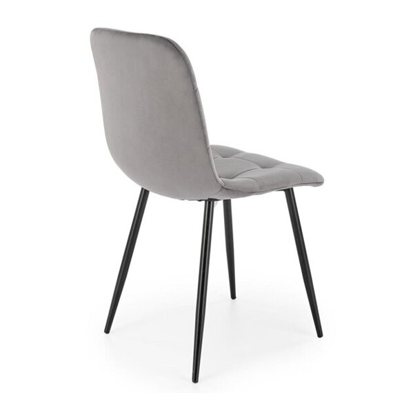 Krzesło tapicerowane K526, tkanina Velvet popielata, nóżki czarne 