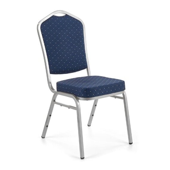 Krzesło tapicerowane K66S niebieskie, stelaż stal malowana srebrna