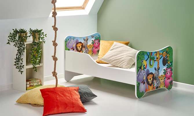 Łóżko z materacem Happy Jungle, wielobarwne 