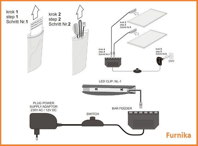 Oświetlenie 7 LED niebieskie High Glossy Furniture