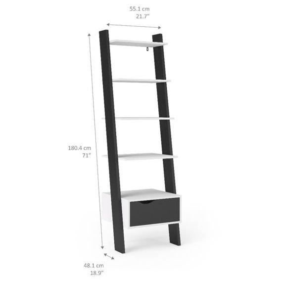 Regał do salonu biały / czarny mat 55 x 48 x 180 cm Oslo