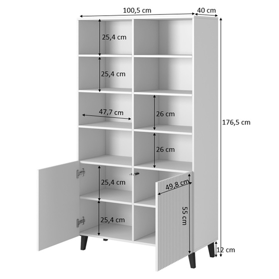 Regał do salonu biały mat 100 x 40 x 177 cm Malia