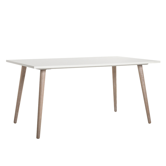 Stół nierozkładany Göteborg 160 x 90 x 75 cm, biały mat, nóżki dąb sonoma 