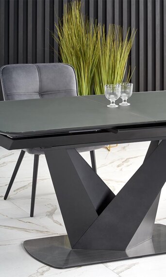 Stół rozkładany Patrizio 160-200x90x76 cm, ciemny popiel, czarny