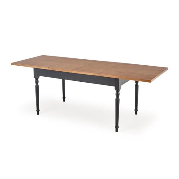 Stół rozkładany Rococo 140-220x80x76 cm, blat ciemny dąb, nogi czarne 