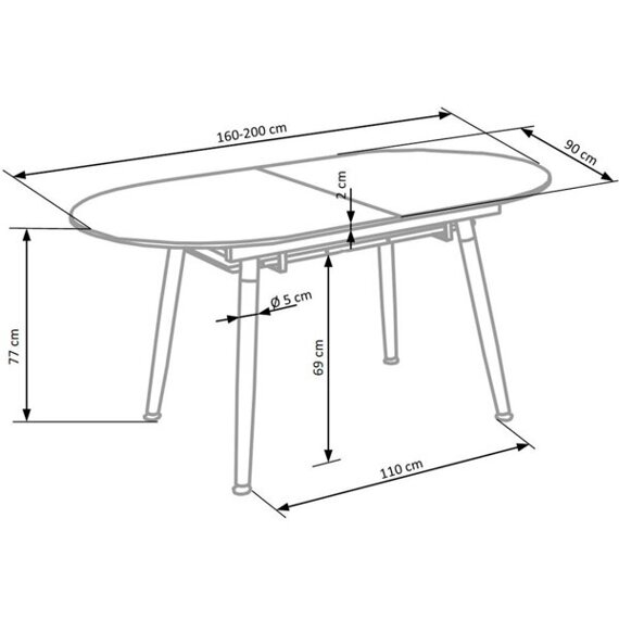 Stół rozkładany biały / dąb san remo mat 160 - 200 x 90 cm Caliber