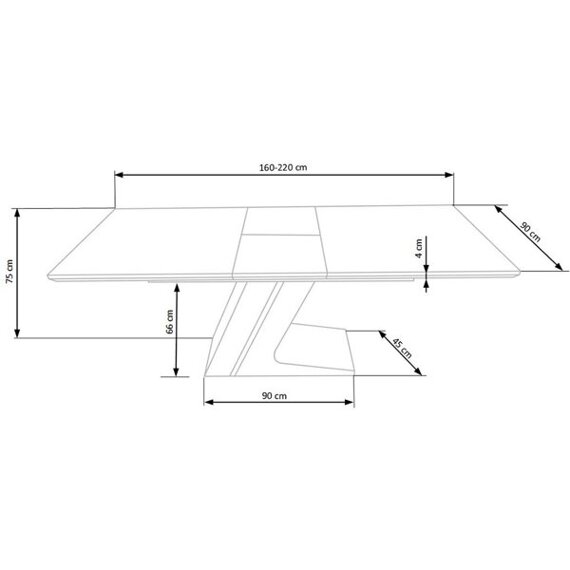 Stół rozkładany dąb naturalny / czarny mat 160 - 220 x 90 cm Ferguson