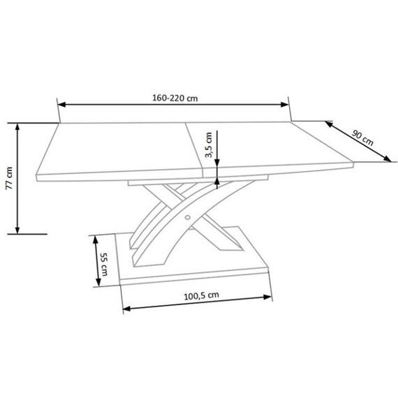 Stół rozkładany dąb złoty / srebrny mat / połysk 160 - 220 x 90 cm Sandor 