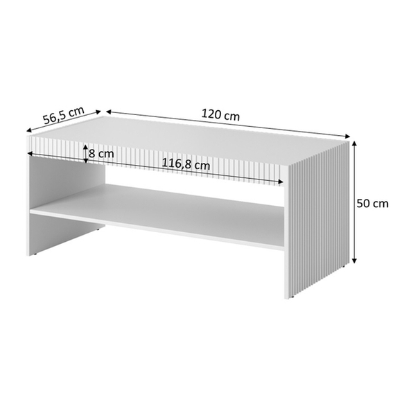 Stolik kawowy prostokątny biały mat 120 x 57 cm Malia