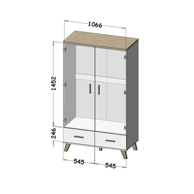Szafa dwudrzwiowa z szufladami biała / dąb sonoma mat 110 x 190 cm Livorno