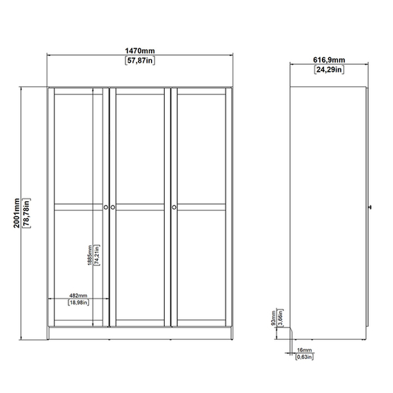 Szafa trzydrzwiowa jackson hickory mat 147 x 200 cm Billund