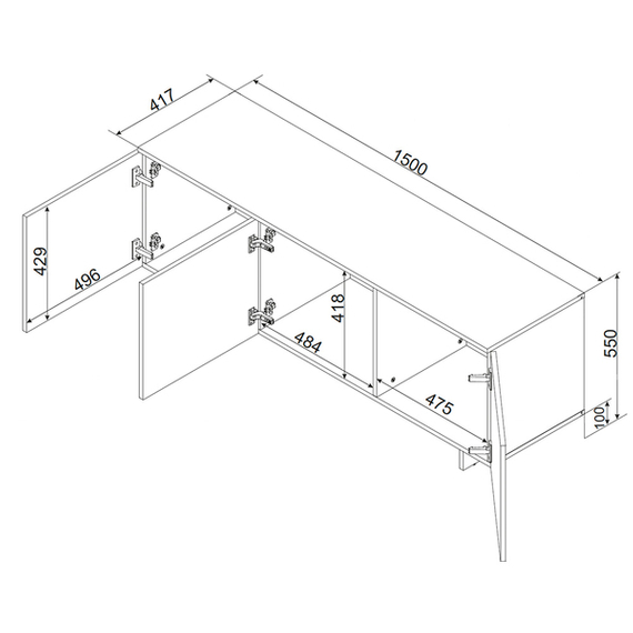 Szafka RTV beżowa mat 150 cm Eden