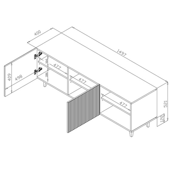 Szafka RTV czarna mat 150 cm Malia