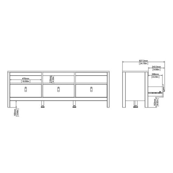 Szafka RTV czarna mat 151 cm Madrid