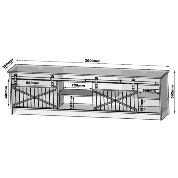 Szafka RTV czarna mat / połysk 200 cm Windsor