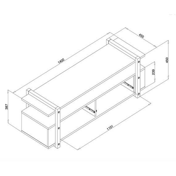 Szafka RTV dąb / antracyt mat 140 cm Brooklyn