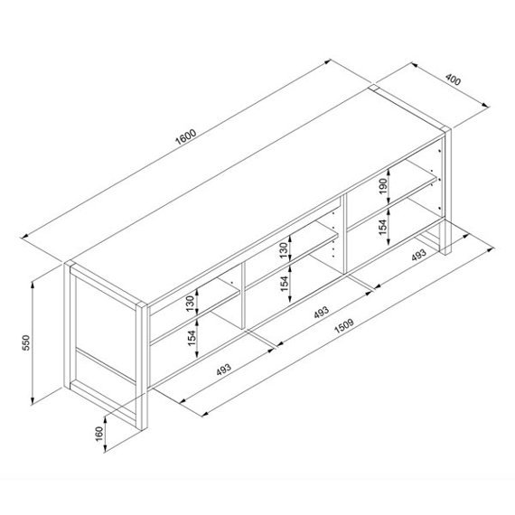 Szafka RTV dąb / antracyt mat 160 cm Denver