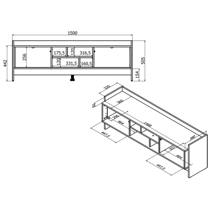 Szafka RTV dąb cremona / czarna mat 150 cm Monolit