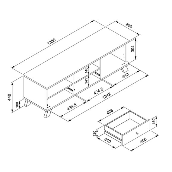 Szafka RTV z lamelalami dąb artisan / antracyt mat 138 cm Medan