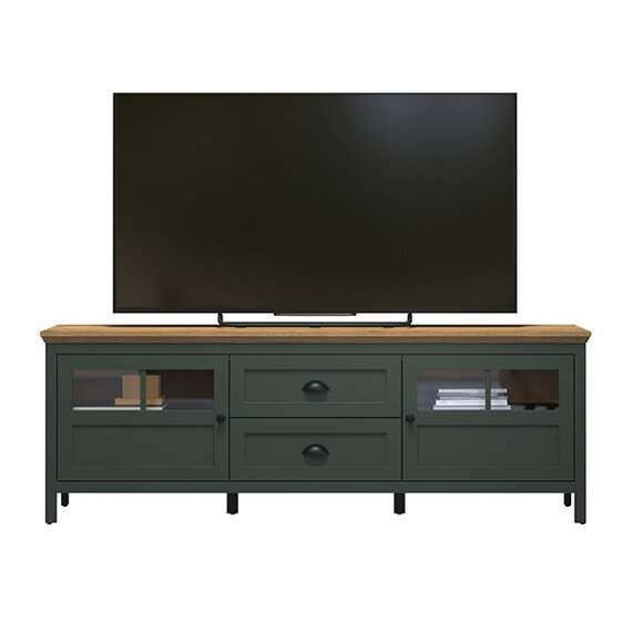 Szafka RTV zielona / dąb mat 184 cm Emerald