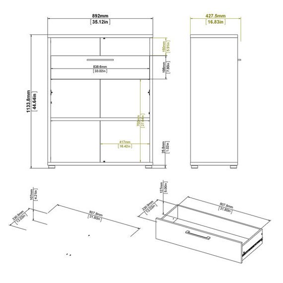 Szafka biurowa czarny mat 89 cm Prima