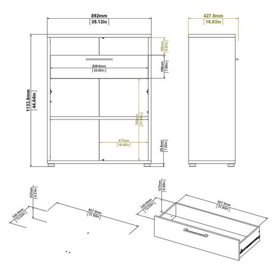 Szafka biurowa dąb sonoma mat 89 cm Prima