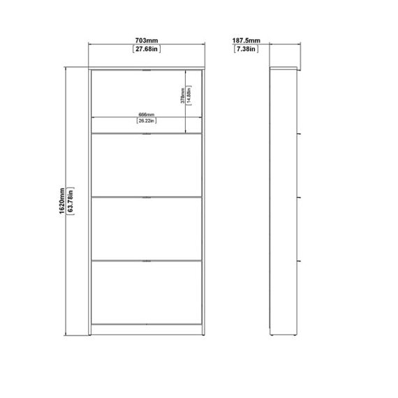 Szafka na buty mała czterodrzwiowa dąb sonoma / biała mat 70 cm Roma