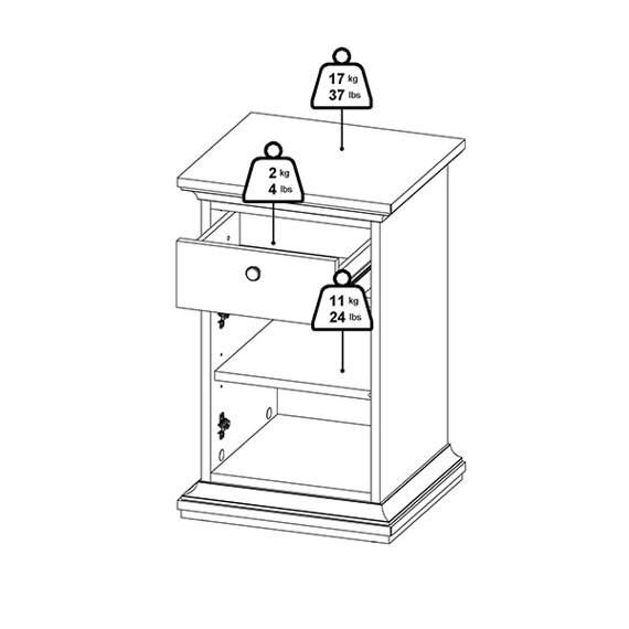 Szafka nocna Paris, 43 x 40 x 69 cm, biały mat