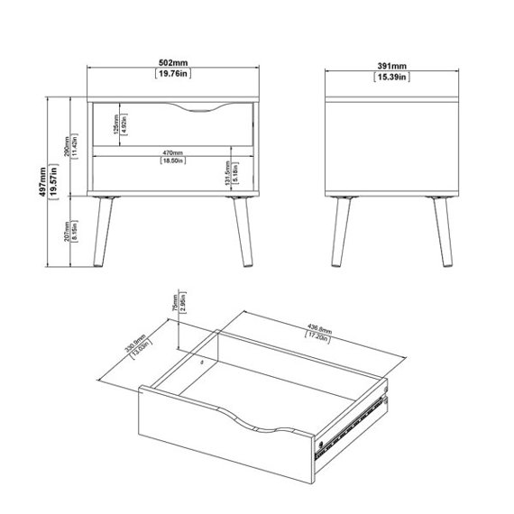 Szafka nocna biała / dąb sonoma mat 50 cm Oslo