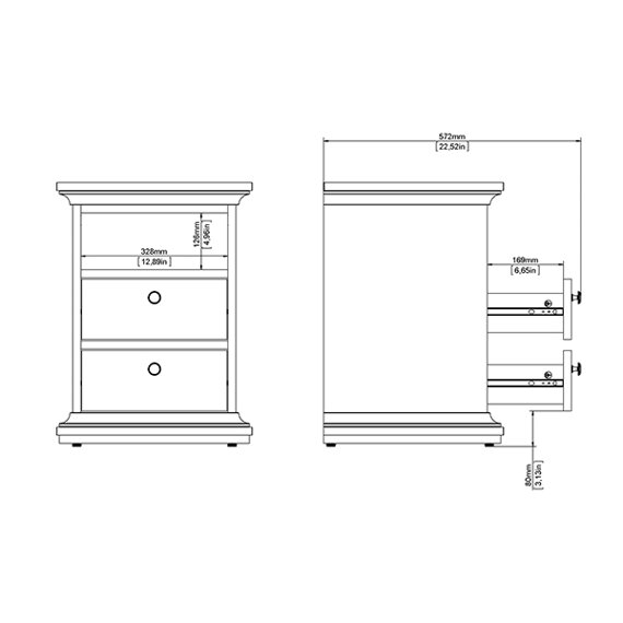 Szafka nocna biała mat 44 cm Paris