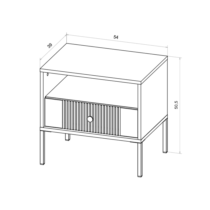 Szafka nocna czarny mat 54 cm Iseo