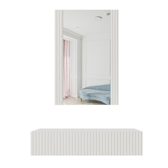 Toaletka z lustrem Malia 80x42x17 cm, 1 szuflada z frezowanym frontem, biały mat